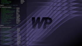abstract image with wp-cli logo and a semi-transparent terminal running wp-cli